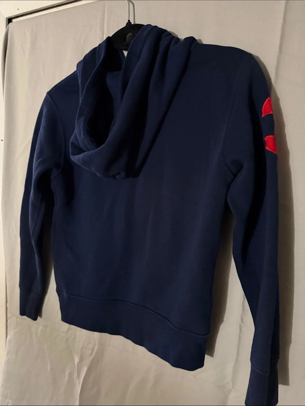 Ralph Lauren Navy Pullover Hoodie with Red Polo Emblem